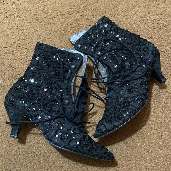 Vintage 80’s black sequin costume boots - Picture 2 of 7